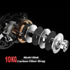 Baitcasting Reel Dual Brake System Carbon Fiber Drag 7.0:1 High Speed Lightweight 204g Fishing Reel-Caveel